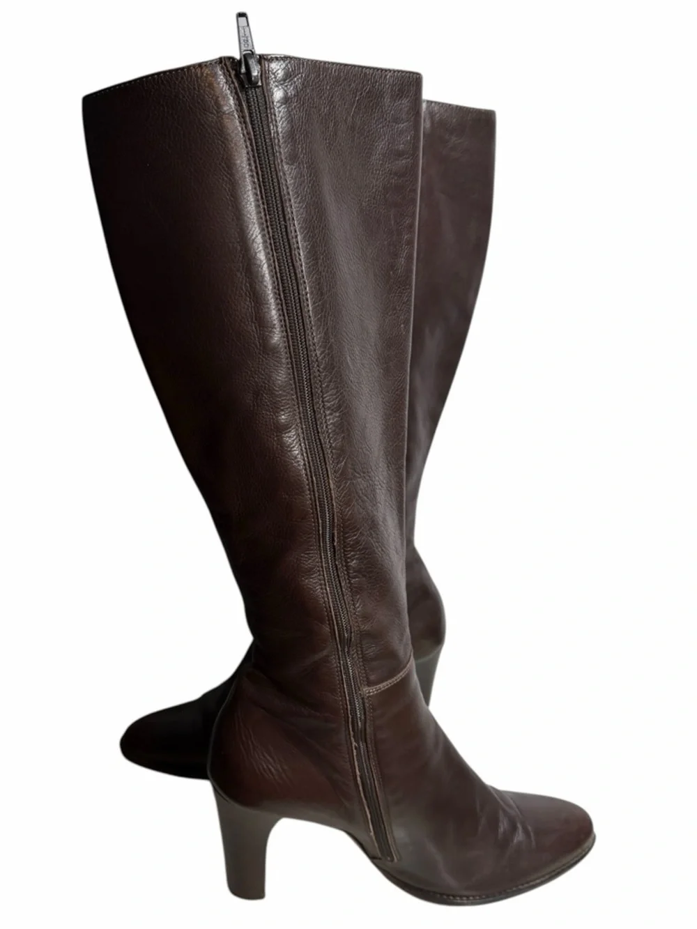 J. Crew Women’s Dark Brown Leather Knee-High Heeled Boots - Size 8 - Picture 9 of 14